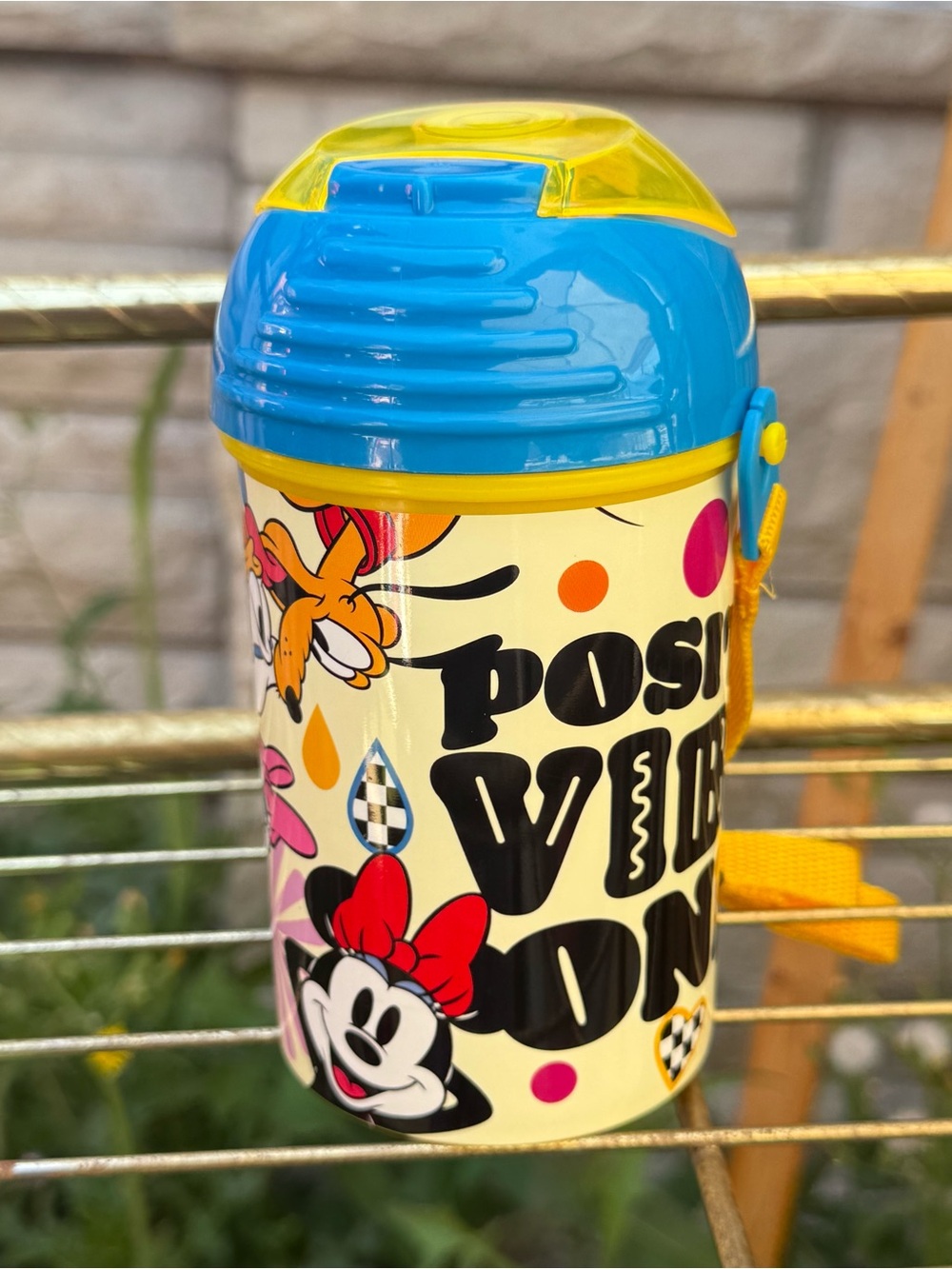 Disney Kids Cartoon Bottle with Blue Top and Yellow Strap
